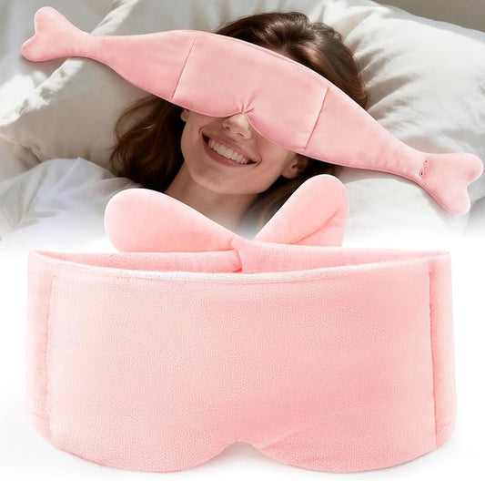 Weighted Eye Mask for Sleeping, Soft Minky Sleep Mask for Side Sleeper with Adjustable Buckle, 100% Blackout Design, Ideal for Meditation, Relaxation and Travel, Includes Storage Pouch (Pink)