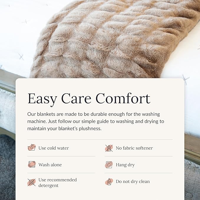 Minky Couture Hugs Blanket - Extra Plush Blanket for Premium Gifting - Stretchy Bubbled Cozy Throw - Silky Smooth - Durable & Machine-Washable - Travel-Friendly - Adult, Milk Chocolate