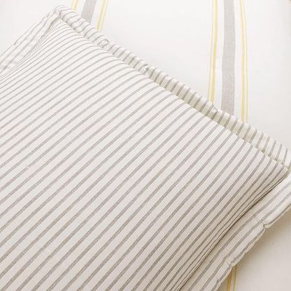 Lush Decor Farmhouse Stripe Reversible Cotton Comforter Set, 3 Piece Set, King, Yellow & Gray - Cozy Farmhouse Bedding Set - Rustic Decor - Striped Comforter - Modern Farmhouse Bedroom Decor