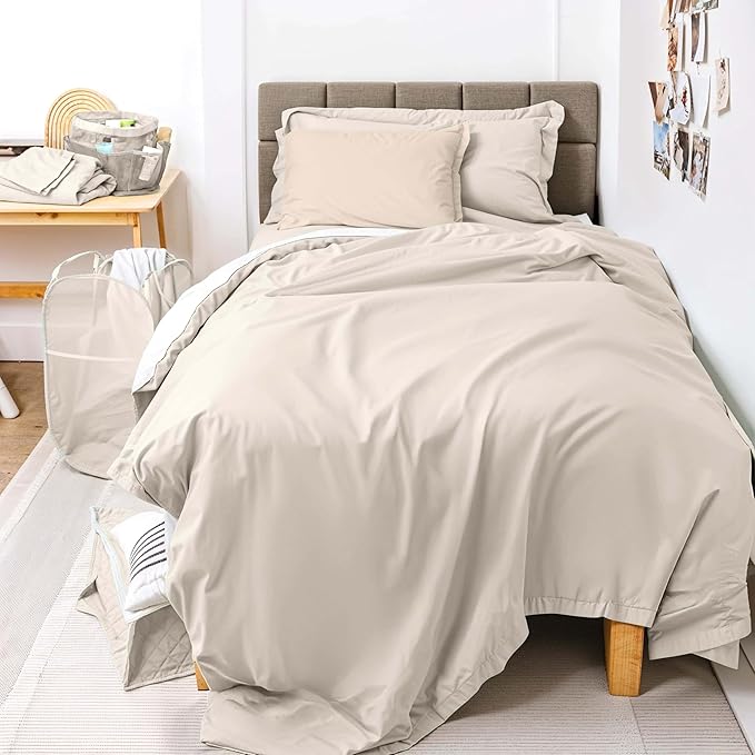 Hearth & Harbor Complete Dorm Room Set, Twin XL Comforter Set, Sheet Set, Pillows, Mattress Protector, Towels and Organizers - All Dorm Accessories Included