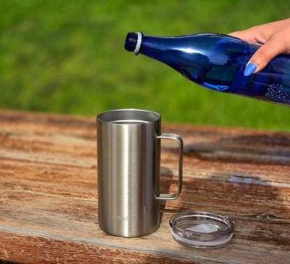 CHILLOUT LIFE Stainless Steel Vacuum Insulated Coffee Mug 20 oz (Set of 2) with Handle and Lid, Large Thermal Camping Coffee Mugs with Sliding Lid for Men & Women, Keeps Your Beverages Hot & Cold