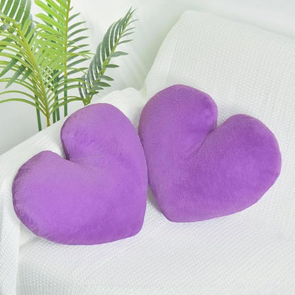 2 Pcs Lavender Heart Pillow Decorative Throw Pillows 16-inch Cute Soft Fluffy Heart Shaped Pillows for Bed Couch Sofa Bedroom Living Room Decor Aesthetic (Lavender, 16"x13.78")