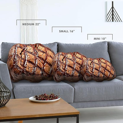 All About Vibe Attractive Grill Marked Steak Plush Pillow, Gift for Steak Lovers, Birthday & Anniversary - 16" Small
