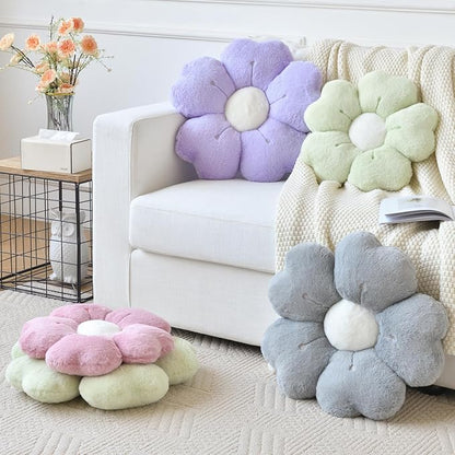 Flower Pillow, Flower Shaped Pillow Decorative Throw Pillows for Bed Couch, Cute Daisy Pillow Dorm Decor Floor Seating Cushion (Green, 19.6 Inches)