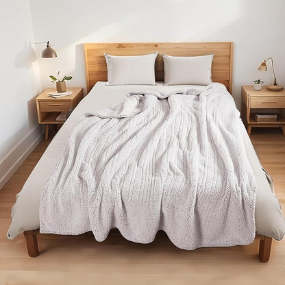 Electric Heated Blanket Full Size 72"×84" with 9 Heating Levels & 1-10Hs Auto Off，Double Sided Plush Sherpa, Energy Efficient, Machine Washable, for Couch & Bed, Light Gradient Purple