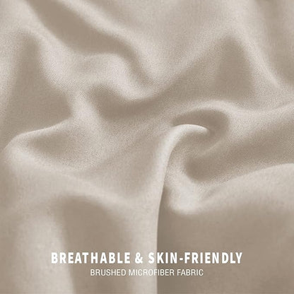 Exclusivo Mezcla Lightweight Reversible Full Queen Size Comforter Set, Down Alternative Comforter with 2 Pillow Sham, Full Queen Size Bedding Set for All Seasons, Brich Beige/White