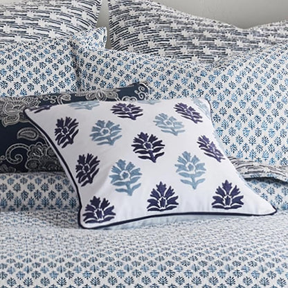 Levtex Home - Aditya - Decorative Pillow (18 x 18in.) - Medallion - White, Navy and Blue