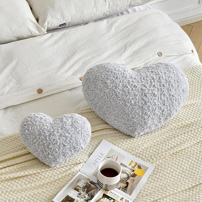 Heart Pillow, Soft Heart Shaped Pillow with Room Decorative Throw Pillows for Bed Couch Chair Sofa, Heart Shaped Cute Throw Pillow Cushion for Bedroom Living Room (Grey, Large 19.6" x 15.7")