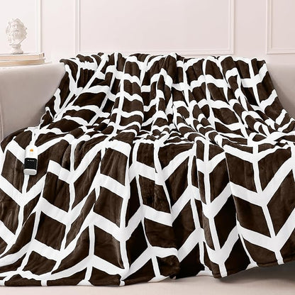 VENTIMI Electric Blanket Heated Throw, 72" x 84" Heated Blanket with 9 Heat Levels & 2 to 10 Hours Auto Off, Fast Heating Blankets with ETL & FCC Certification, Coffee