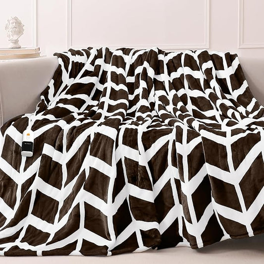 VENTIMI Electric Blanket Heated Throw, 72" x 84" Heated Blanket with 9 Heat Levels & 2 to 10 Hours Auto Off, Fast Heating Blankets with ETL & FCC Certification, Coffee