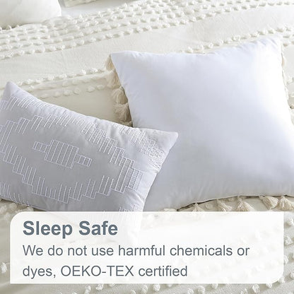 Swift Home Marilla 100% Cotton Prewashed Yarn-Dyed Dobby Clip Dot 5-Piece Bedding Comforter Set, All Season & Breathable, Oeko-TEX Certified – Ivory, Full/Queen