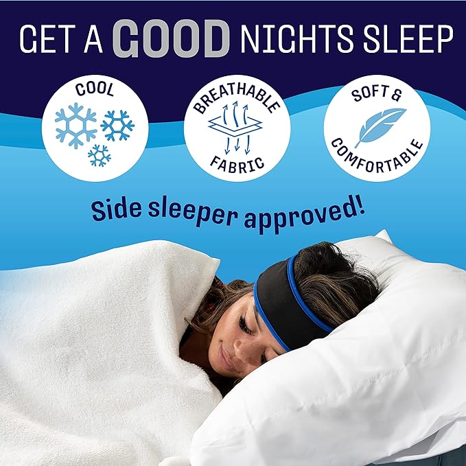 CozyPhones Sleep Headphones - Over Ear Headphones from Ultra Thin Cool Mesh Wired for Side Sleepers, Meditation, Running, Laptop, and Phone - Blue