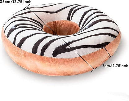 HYSEAS Round Throw Pillow 14 Inch Chocolate White Donut, 3D Digital Print Decorative Soft Food Shaped Pillow, Light Weight Seat Cushion for Couch, Chair, Floor, Sofa, 2 Pack