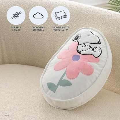 Berkshire Peanuts® Plush Throw Pillow, Gift Idea, Snoopy Cute Character Shaped Cushion, Soft Cozy Decor for Bed Couch Chair(Snoopy Flower Nap Pillow All Colorways, 15.5’’ L)