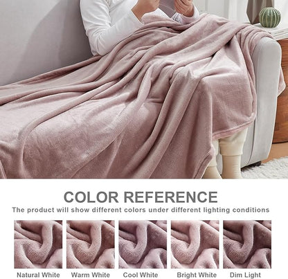 Hansleep Fleece Pink Throw XL Blanket, Super Soft Flannel Fuzzy Plush Cozy Blanket for All Seasons, Pink, Throw XL 50x70 Inches