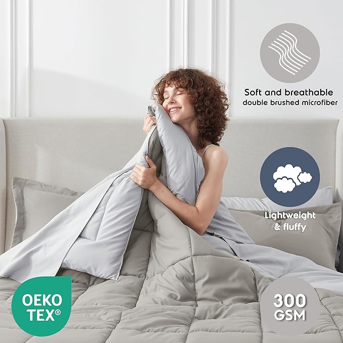 Nestl 7 Piece Full Comforter Set – Linen Reversible Bed in a Bag – Complete Full Size Bedding Set with Sheets, Pillowcases and Shams