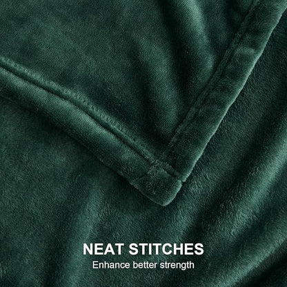 Hansleep Fleece Dark Green Throw XL Blanket, Super Soft Flannel Fuzzy Plush Cozy Blanket for All Seasons, Dark Green, Throw XL 50x70 Inches