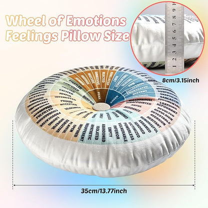 party greeting Wheel of Emotions Feelings Pillow Round Velvet Feelings Wheel Emotion Throw Pillow Circle Seating Floor Cushion for Office Home Room Sofa Decor Counselor Physical Therapist Gifts(Boho)