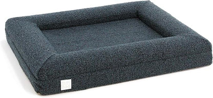 Luxury Boucle Orthopedic Memory Foam Dog Bed with Waterproof Liner and Machine Washable Cover with YKK Zippers (Medium, 37" L x 30" W x 6" Th, Ocean Blue)
