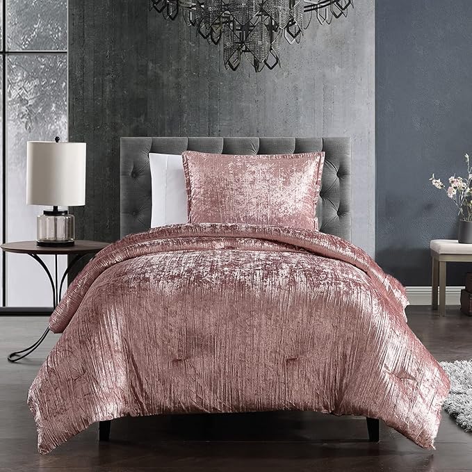 Riverbrook Home Turin Plush Comforter Set, Twin, Blush, 2-Piece Set