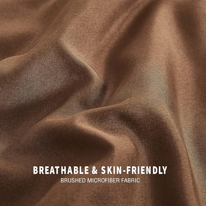 Exclusivo Mezcla Lightweight Reversible Full Queen Size Comforter Set, Down Alternative Comforter with 2 Pillow Sham, Full Size Queen Bedding Set for All Seasons, Brown/Khaki