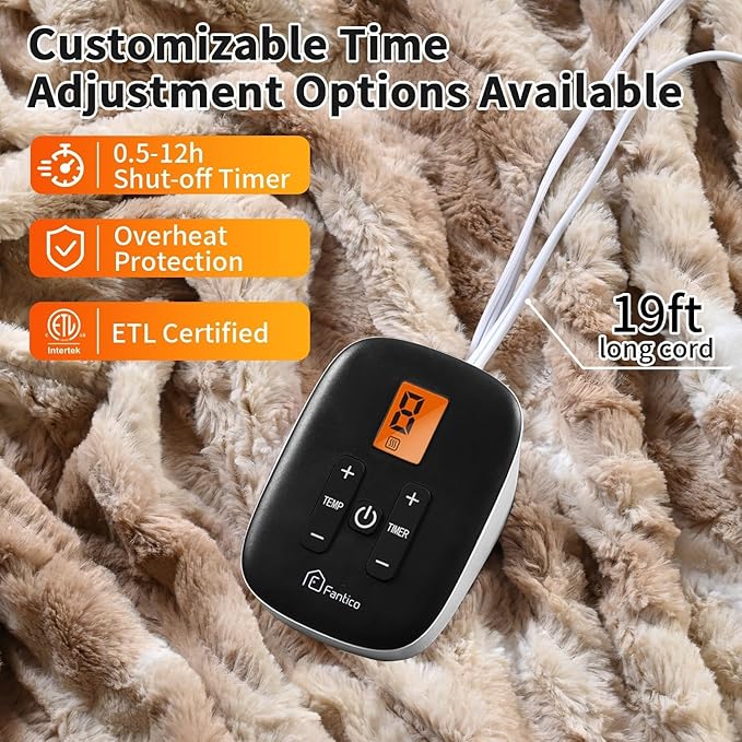 Heated Electric Blankets - Soft Flannel Heating Throw Heating Electric Blanket Full Size 77" × 84" Champagne - Faux Fur & Sherpa