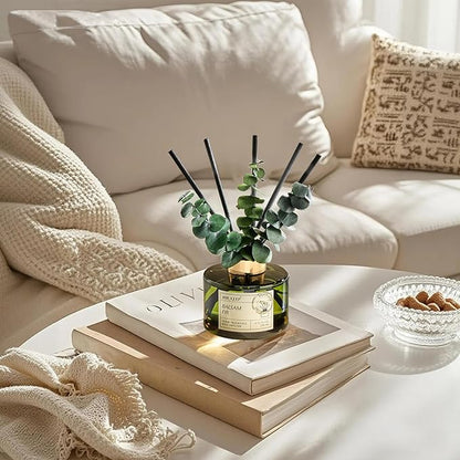 Airkeep Reed Diffuser Set with 6.76 fl oz Balsam Fir Scent Essential Oils and 3 Leaves & 8 Diffuser Sticks,Bathroom Shelf Decor & Air Freshener, House Bedroom Office Decor & Gifts