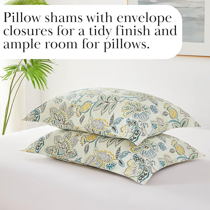 Southshore Fine Living, Inc. Wanderlust Collection, Oversized Twin Mattress Comforter Set, Down Alternative Boho Bedding, Victorian Prints, Twin/XL Comforter with One Pillow Sham, Cream Floral Print