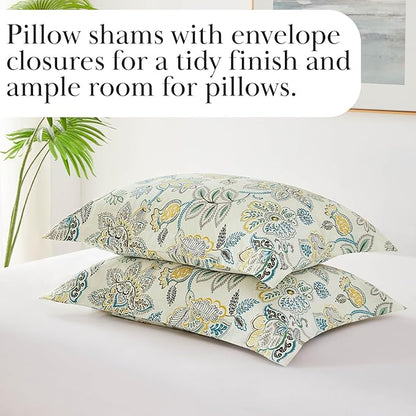 Southshore Fine Living, Inc. Wanderlust Collection, Oversized Twin Mattress Comforter Set, Down Alternative Boho Bedding, Victorian Prints, Twin/XL Comforter with One Pillow Sham, Cream Floral Print