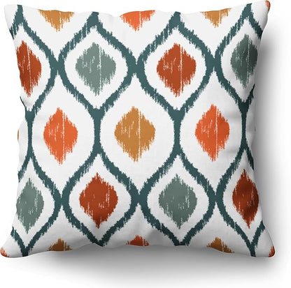 Americanflat 20x20 Throw Pillow with Sewn-in Insert - All-in-One Decorative Pillows - No Cover Needed - Soft and Durable Cushion for Bed or Sofa - Polyester - Deep Teal, Orange, Yellow and White