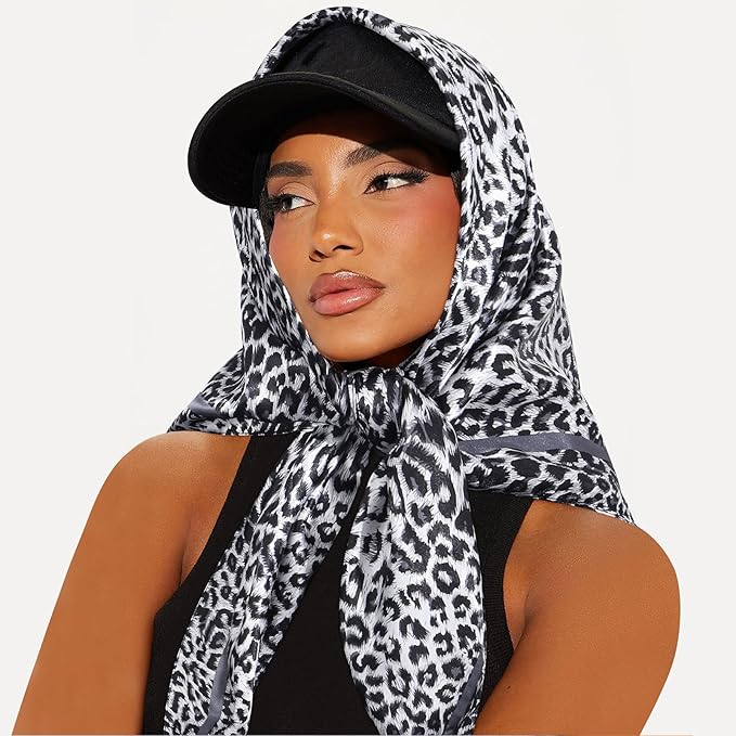 AWAYTR 35” Satin Large Square Head Scarves - 4PCS Silk Like Neck Scarf Hair Sleeping Wraps Satin Silk Scarfs for Women