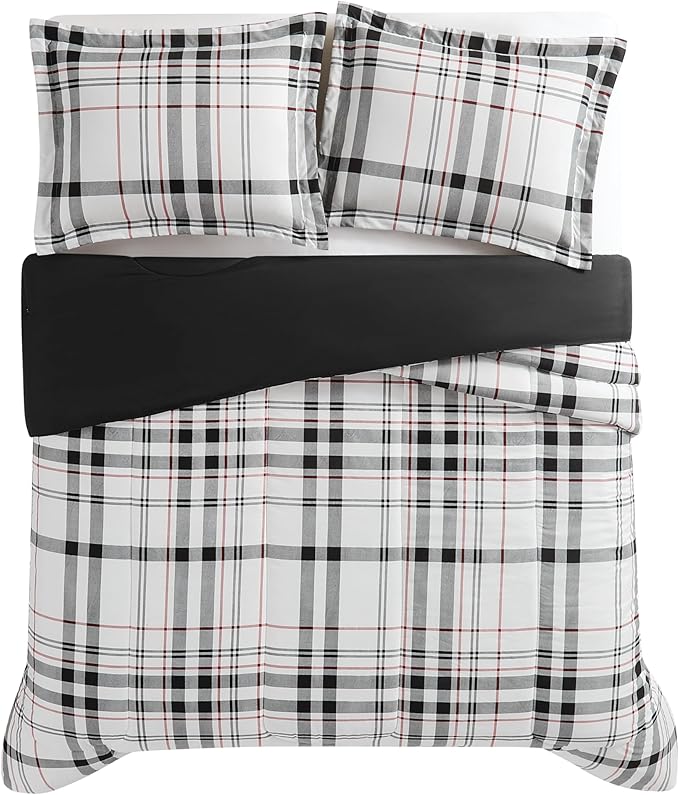 London Fog Charlotte Plaid Comforter Set Multiple Polyester 3-Piece King Comforter Set, Plaid Themed, for Men and Women, Oeko-TEX Certified Confidence