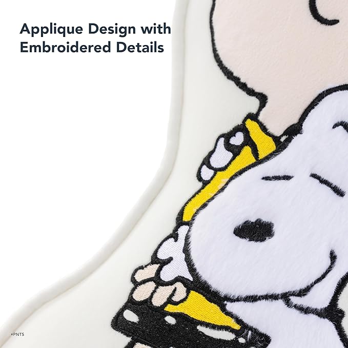 Berkshire Peanuts® Plush Throw Pillow, Gift Idea, Snoopy Cute Character Shaped Cushion, Soft Cozy Decor for Bed Couch Chair(75th Charlie Brown + Snoopy Hugs Pillow All Colorways, 15.5’’ L)