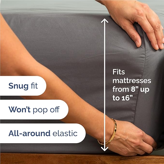 Full 6 Piece Sheet Set - Comfy Breathable & Cooling - Ultra-Soft Hotel Luxury Bedding Set with 8-16 Inch Deep Pockets - 1 Flat & 1 Fitted Sheet & 4 Pillowcases - Wrinkle Free & Easy Care - Dark Grey