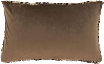 SARO LIFESTYLE Guépard Collection Cheetah Print Faux Fur Throw Pillow with Poly Filling, 16" x 24", Brown