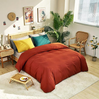 CLOTHKNOW Terracotta Queen Comforter Set 3Pcs Burnt Orange Bedding Comforter Sets Caramel Queen Comforter Soft Rust Comforter with 2 x Pillow Cases