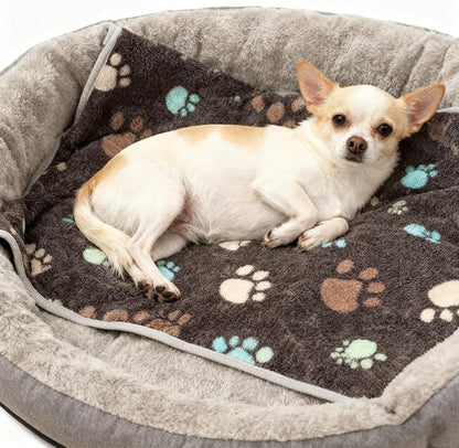 12 Pcs Small Dog Blanket Fleece Puppy Blankets Washable Pet Blankets for Cats Soft Flannel Paw Printed Throw for Guinea Pig Indoor Kittens Doggie (23 X 16 Inch,Dark Gray)