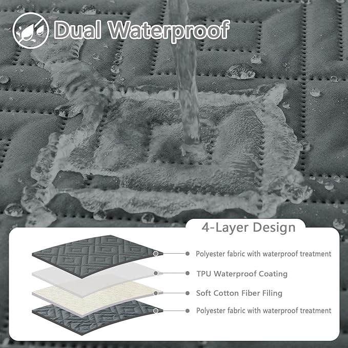 hyha Waterproof Dog Blanket, Soft Dog Bed Cover Pet Blankets, Waterproof Sofa Couch Cover for Dogs Washable, Reversible Pet Couch Covers for Sofa Furniture (40x80 Inch, Dark Grey/Dark Grey)