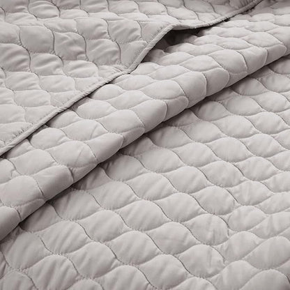 Lush Decor Ella Ruffle Lace Quilt, 3 Piece Set, Full/Queen, Light Gray - Cute Comforter - Queen Bedding Set - Gray Bedding Full Size - Coquette Decor - Ruffle Trim - Lace Trim