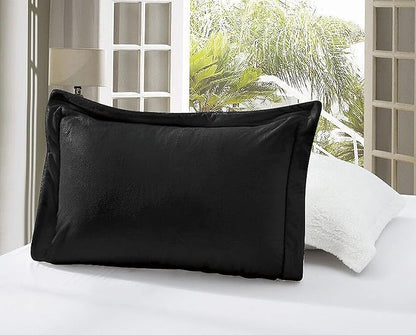 Elegant Comfort Premium Quality Heavy Weight Micromink Sherpa-Backing Reversible Down Alternative Micro-Suede 3-Piece Comforter Set, Queen, Black