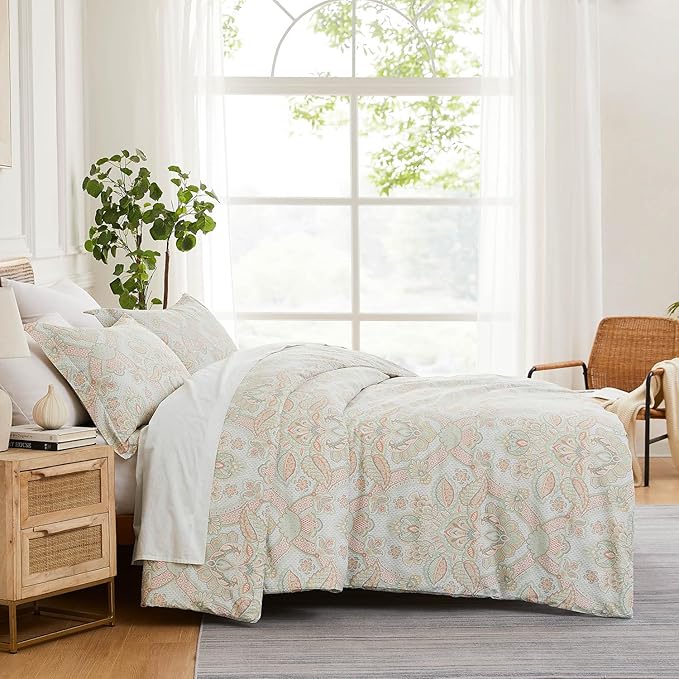 Southshore Fine Living, Inc. Enchantment Collection - Oversized Comforter Twin Bedding Set Down Alternative All-Season, Reversible Bedspread 2-Piece with Matching sham, XL/Twin Comforter Set, Coral