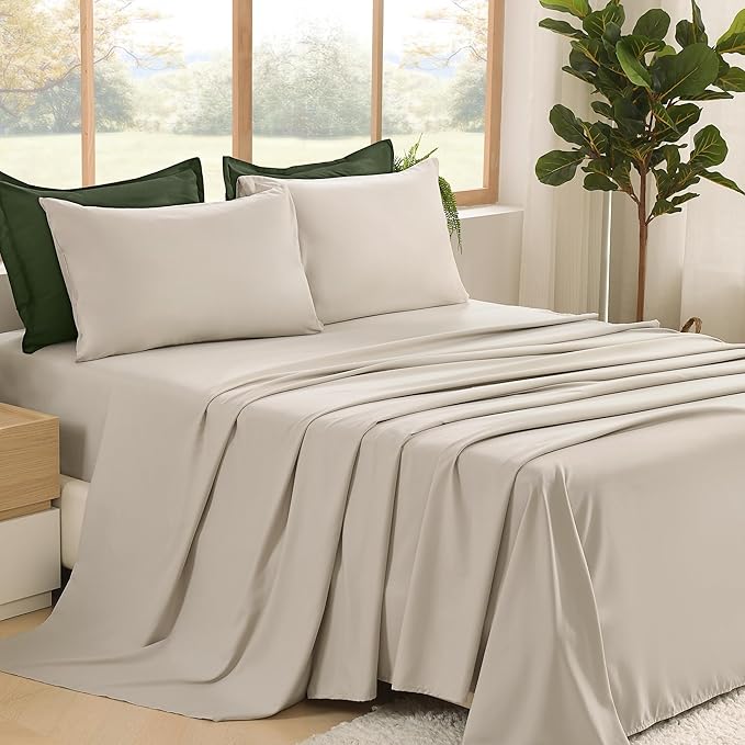 Litanika Comforter California King Size Set Olive - 7 Pieces Bed in a Bag California King Beddding Comforter Sets, Plain Lightweight Bed Set with Comforter, Sheets, Pillowcases & Shams