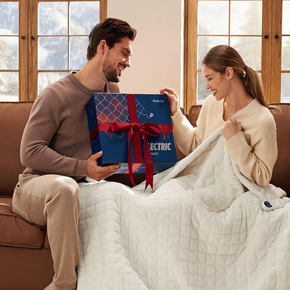Bedsure Electric Blanket Queen Size - Dual Control Heated Blanket Queen with 10 Heat Settings, Thick Heating Blanket with 10 Time Settings, Fast Heating Quilted Blanket (84x90 inches, Bering Sea)
