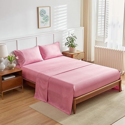 Pink Floral Comforter Sheet Set Bed in a Bag 7 Pieces King Pink Gray Flower Leaves Bedding Set (1 Comforter 2 Pillow Shams 1 Flat Sheet 1 Fitted Sheet 2 Pillowcases)