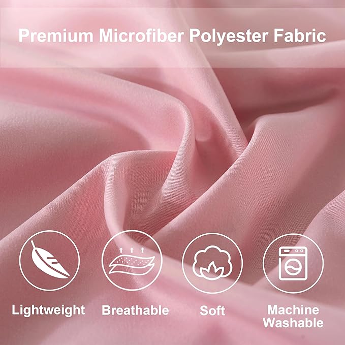 DOWNCOOL King Size Comforter Set, 7Pcs Bedding Comforter Sets Pink, All Season Down Alternative Bedding Comforter Sets with Comforter, Flat Sheet, Fitted Sheet, 2 Pillow Shams & 2 Pillowcases