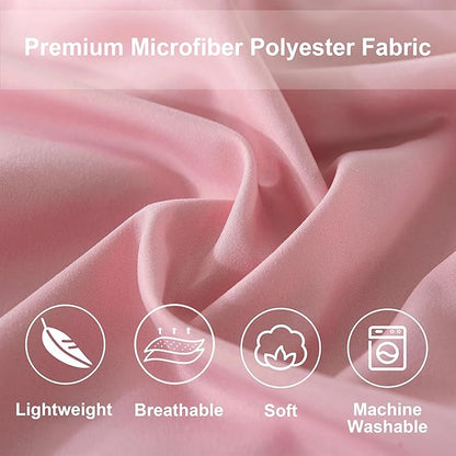 DOWNCOOL King Size Comforter Set, 7Pcs Bedding Comforter Sets Pink, All Season Down Alternative Bedding Comforter Sets with Comforter, Flat Sheet, Fitted Sheet, 2 Pillow Shams & 2 Pillowcases