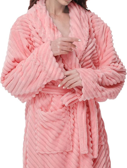 Yurhap Premium Robes for Women - Super Soft Cozy Fleece Womens Robe Plush Long Bathrobe