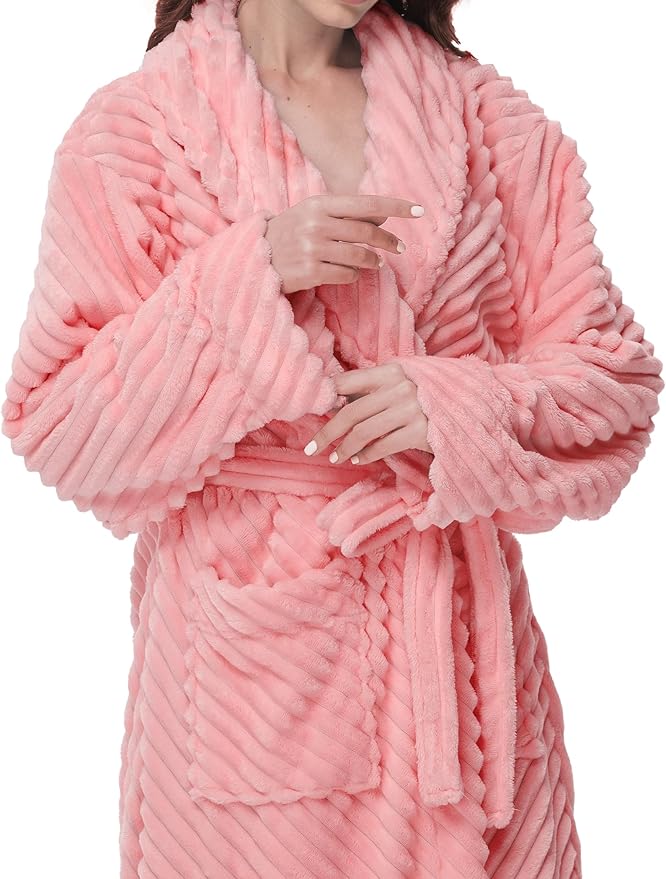 Yurhap Premium Robes for Women - Super Soft Cozy Fleece Womens Robe Plush Long Bathrobe