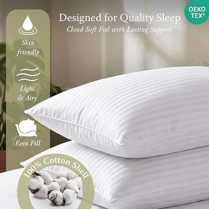 Threadmill Soft Bed Pillows King Size Set of 2 | Down Alternative Cooling Soft Pillows for Sleeping | 20 x 36 Hotel, King Size Pillows 2 Pack for Back, Stomach or Side Sleepers