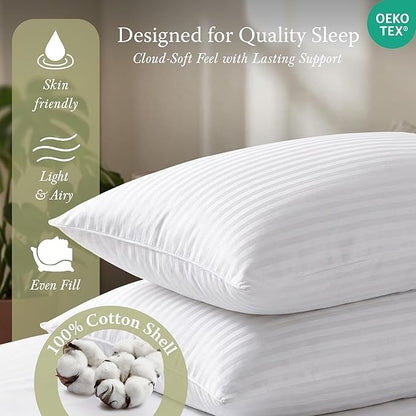 Threadmill Bed Pillows Queen Size Set of 2 | Soft Down Alternative Cooling Bed Pillow for Sleeping | Soft Pillows for Bed | 20x30 Hotel Pillow, Queen Pillows 2 Pack for Back, Stomach or Side Sleepers